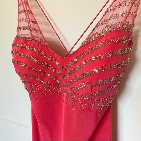 Pink beaded Cache Dress size 8 - Picture 5 of 8